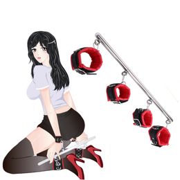 Bdsm Female Slave Bondage Gear Handcuffs Shackles With Steel Spreader Erotic SM Tools Intimate Toys Two Sex Shop For Couples