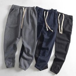 Pantaloni da jogging stile giapponese da uomo in pile addensato in cotone da uomo con coulisse gamba larga nero grigio sportivo per uomo