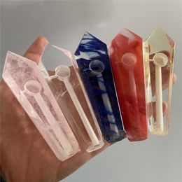 Natural Smoke Herbpipes Healing Crystal Stone pipes For Smoking Tobacco Pipe Gemstone Tower Quartz Point