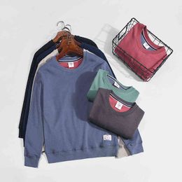 2021 autumn and winter new style sweater men's solid color round neck loose fashion sweater Pullover long sleeve autumn jacket H1206