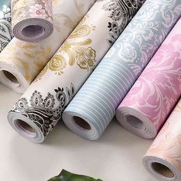 American style non woven fabric retro self adhesive 3D garden flower bedroom living room Roll wallpaper Y85