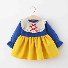 Baby Girls Snow Princess White Dress Long Sleeve Cotton Toddler Kids Vestido Lolita 1Years Birthday Clothing 210529