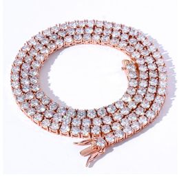 Tennis Chain Necklace Iced Out Cubic Zirconia Copper Choker Hip Hop Jewelry Men Women Gold Silver Color 3mm 4mm 5mm 6mm 1 Row X0509