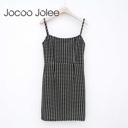 Jocoo Jolee Sexy Vest Party Dress for Women High Empire Knee-Length Plaid Dress Ladies Club Strapless Dress Spring 210619