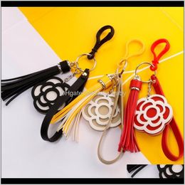 8 Styles Valentines Day Flower Keychain Tassel Leather Trinket Key Rings For Holder Purse Car Bag Pendant Handbag Spoct Dmoyp