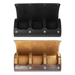 Watch Boxes & Cases 3 Slots Roll Travel Case Chic Portable Vintage Leather Display Storage Box With Slid In Out Organizers#20