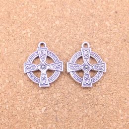 52pcs Antique Silver Bronze Plated double sided circle cross Charms Pendant DIY Necklace Bracelet Bangle Findings 23*20mm