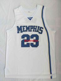 Men's 23 Derrick Rose Tigers White Blue Basketball Jersey Mens Stitched S-XXL