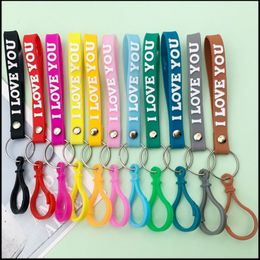Creative Keychains English Letters I LOVE YOU keychain Soft Glue Key Chain Creative Gift factory price