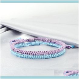 Tennis Jewelrytennis 2Pcs Handmade Braided Bracelet Simple Blue Rope Knots Lucky Bracelets & Bangles For Women Men Tibetan Jewellery Girl Gift