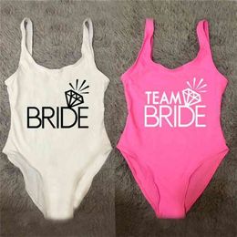 Bridal Party Swimsuit Women TEAM BRIDE Bathing Suit Sexy Bikini Beachwear Plus Size Swimwear monokini Bodysuit 210702