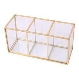 Storage Boxes & Bins Glass Makeup Brush Organiser Skincare Nail Tools Desktop Cosmetic