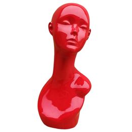 scarf mannequin UK - Premium Glossy Red Plastic Mannequin Head - 46cm 18.1 Inches Height- Great for Scarves Hats and Jewelry Displaying