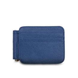 Famous unisex leather short wallet anti-theft brush RFID Money Clips