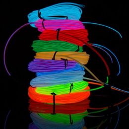 50M EL Wire 2.3MM Electroluminescence Wires 10 Colours LED Strip string Flexible Neon Light Luminotron Rope Glow Tube free shipp