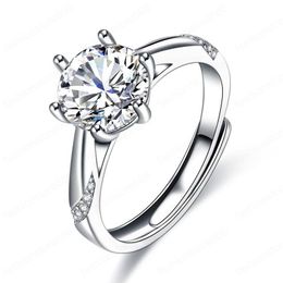 Open Adjustable Moissanite Ring Band Finger Diamond Women Engagement Wedding Rings Fashion Jewellery gift