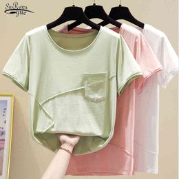 Korean Style Summer Clothes Vintage Loose Cotton Women Blouse Solid Short Sleeve Pullover Shirt Tops Blusas 9480 210508