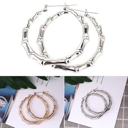 1/Pair New Arrival Trendy Bamboo Hoop Earrings Women Female Gold Silver Colour Colour Classic Jewellery Gifts