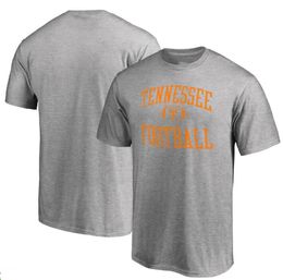 Camisetas ao ar livre Tennessee Voluntários T-shirt Coloque de algodão Collar redonda de impressão respirável solta Mens cinza