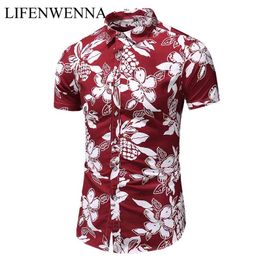 Summer Arrival Shirts Men Fashion Print Short Sleeve Hawaiian Shirt Male Casual Flower Slim Fit Beach Shirts Plus M-7XL 210708