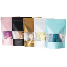 Storage Bags 50Pcs/lot Stand Up Aluminium Foil Clear Window Self Sealing Package Bag Nuts Beans Retails