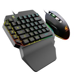 Keyboard Mouse Kit Wired One Handed Membrane Gaming Keyboard Mouse Combo Set Ergonomic Design for PUBG PC Gamer