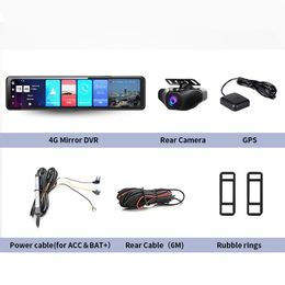 IP Camera 12 Inch 4G Android Rear View Mirror Dash Cam Dashcam Auto Video Recorder ADAS GPS Wifi Dual Lens Full HD 1080P Car DVR