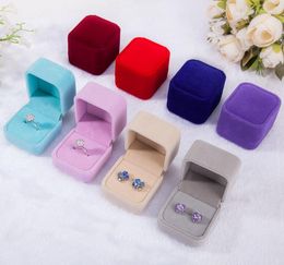 Fashion Velvet Jewellery Boxes cases For only Rings Stud Earrings 10 Colours Jewellry Gift Packaging & Display Size 5cm*4.5cm*4cm