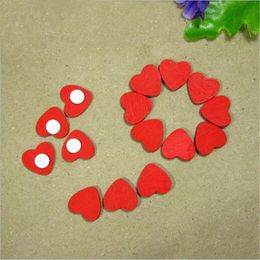 -Adesivos de parede 100 pcs 18 * 19mm de madeira amor vermelho coração esponja del frigorífico casa decoração mini adesivo diy brinquedo ano suprimentos
