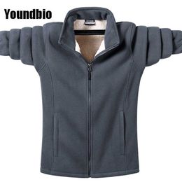 Men Autumn And Winter Fleece Jacket Stand Collar Cardigan Sports Outdoor Hiking Warm Camping Loose Enlarged 9XL 211110