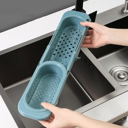 Adjustable Telescopic Sink Rack Soap Sponge Holder Kitchen Sinks Organiser Sinks Drainer Rack Storage Basket Kitchen Accessorie