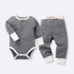 Clothing Sets Born Infant Baby Boys Girls Clothes Autumn Winter Body Suits+Pant Outfits Casual Pyjamas Cotton Sleepwear Suits Rib
