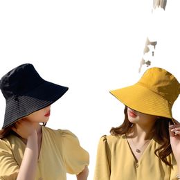 Summer Double-sided Wearing Cap Solid Colour Bucket Hat Women Men Reversible Fisherman Hat Sun Protection Fishing Gorros