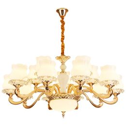 Chandeliers European Gold Glass Flower Lights E14 Living Room Bedroom Lamps Crystal Modern Villa Luxury Hanging Fixtures