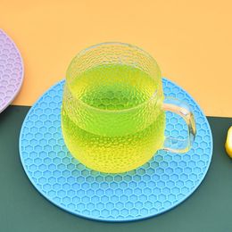 Mats & Pads Eogoe Silicone Mat Honeycomb Round Table Waterproof Non Slip Placemat Cup Kitchen Insulation Set Place