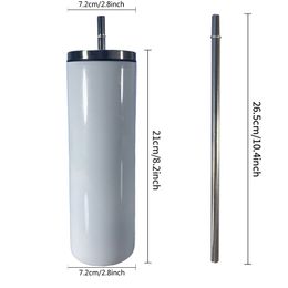 Sublimation Tumbler 20oz Straight Tumbler with metal Lid and Straw Stainless Steel Skinny Travel Tumbler Vacuum Insulated Beer Coffee Mugs