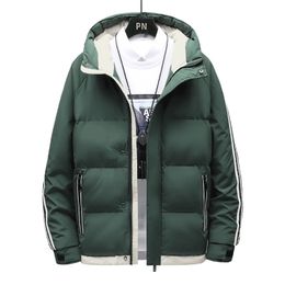 Men's Winter Warm Jacket Fashion Simple Hooded Solid Color Thick Cotton Lining M-4XL Chaqueta De Hombre 211110