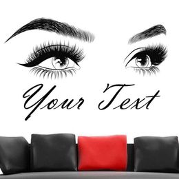 Lash & Brows Eyes Quote Stickers Fashion Vinyl Eyelashes Wall Decals Beauty Salon Eyebrows Store Decor 2155