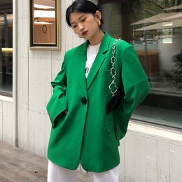 Simple Style Summer Green Fashionable One-button Design Sense Loose Casual Suit Net Red Korean Jacket Female 16F0950 210510