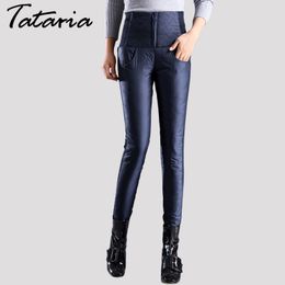 Women Winter Warm Pants Female Down Pant Plus Size Causal Ladies Trousers Velvet Thickening Pantalon Taille Haute Bottom Tataria 210514