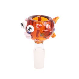 Wholesale Thick Pyrex Creative Glass Bowl Round Heavy Handle Pipe Fish Shape with 14mm 18mm Male Herb Tobacco Bong Bowls for Water Pipes Bongs