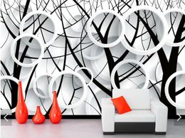 Wallpapers Black White Abstract Tree View Wall Papers For Walls 3 D Mural Wallpaper Living Room TV Backdrop Contact Paper