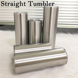 15oz 20oz 30oz Straight Tumbler Stainless Steel Skinny Tumblers withOutdoor Portable Water Cup Straw Eco-Friendly Thermos Bottle