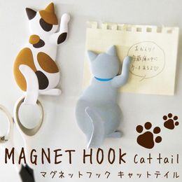 Cat Kitty Fridge Sticker Magnet Hook Refrigerator Lovely Kitten Cute Animal Ornament Kids Kitchen Organise Storage Home Decoration RRE12116