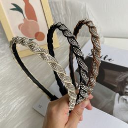 Full Diamond Braided Headband Fashion Hair Accessories Women Super Flashing Rhinestone Winding Hairband Boutique Cute Hair Hoop