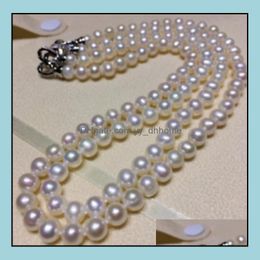 Beaded Necklaces & Pendants Jewellery 8-9Mm Double Layer Natural White Pearl Necklace 18Inch 925 Sliver Clasp Womens Gift Drop Delivery 2021 6