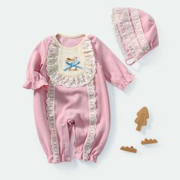 Infant Rabbit Romper Baby Girls Easter Babygrows Toddler Boutique Clothing Children Birthday Rompers born Embroidery Clothes 210615