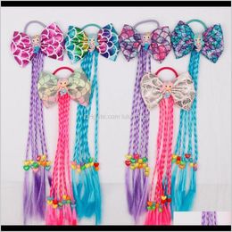 Bows Bands Girls Mermaid Bowknot Scrunchie Kids Colorful Long Braids Headband A9D8W Wgiz0