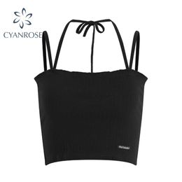 Sexy Bodycon Black Camisole Women Summer Party Club Trendy Strap Tanks Top Female Streetwear Sleeveless E-Girl Skinny Camis 210515