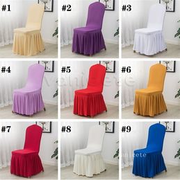 Pleated one-piece elastic chair cover hotel banquet chairs covers household restaurant seat coverZC630